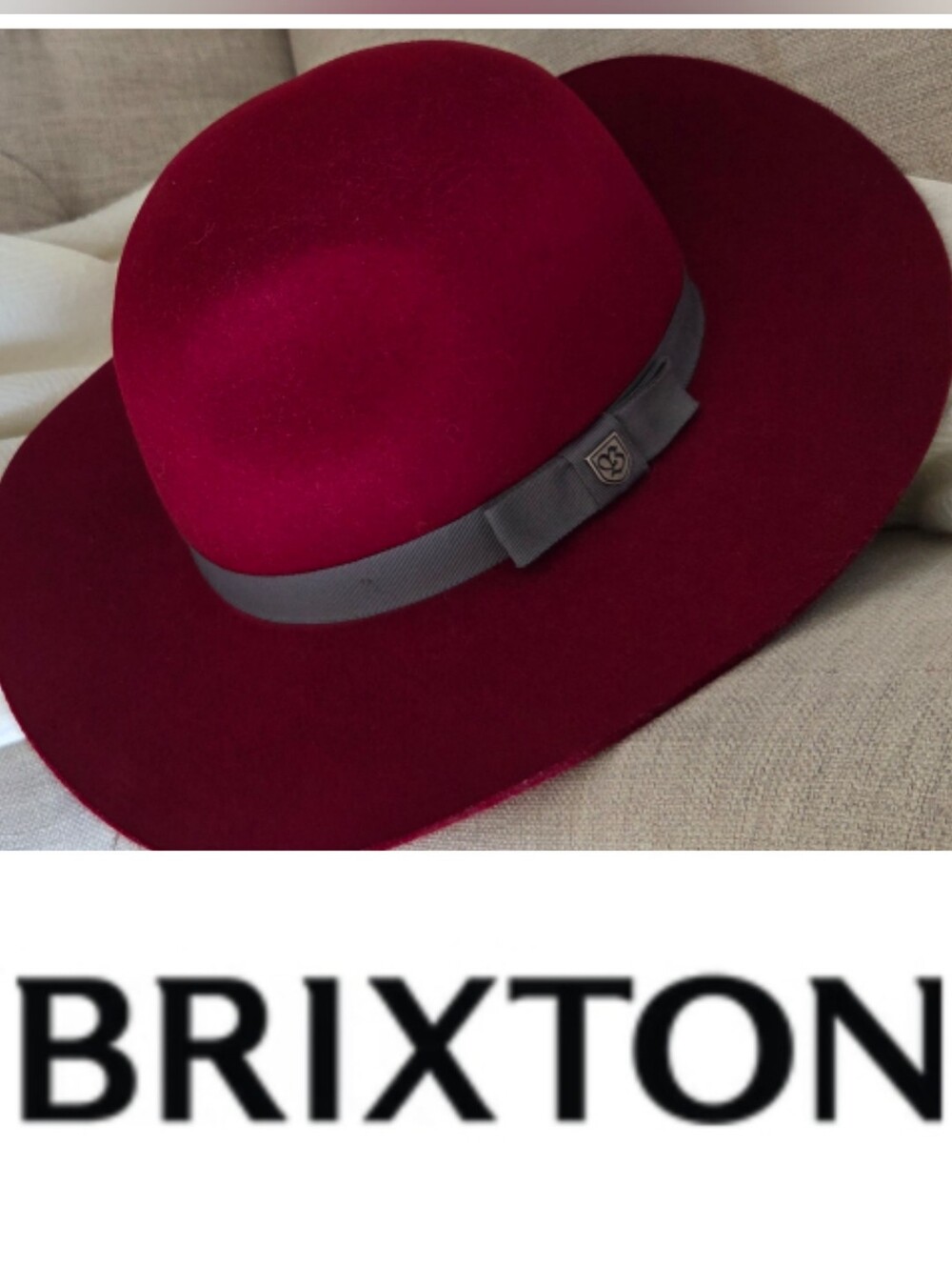 Brixton Womens Dalila Wool Felt Hat Small 756cm Maroon Fedora Ribbon Floppy Brim